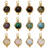12Pcs 12 Styles Round Natural Mixed Gemstone Charms PALLOY-SW00151-1