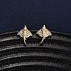 Brass Micro Pave Clear Cubic Zirconia Stud Earrings EJEW-D328-04G-01-1