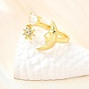 Ocean Theme Brass Micro Pave Cubic Zirconia Cuff Rings for Women RJEW-F184-17C-G-3