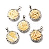 Brass with Natural Shell Carved Pendants KK-Z091-05P-03-1