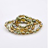 Half Rainbow Plated Glass Faceted Rice Beads Strands GLAA-A030A-HR06-2