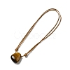 Natural Tiger Eye Triangle Pendant Necklace with Waxed Cord for Women NJEW-G093-01B-3