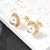 Round Brass Micro Pave Clear Cubic Zirconia Stud Earrings EJEW-C154-07G-2