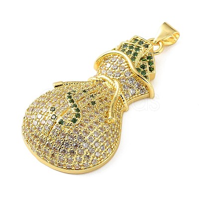 Brass Micro Pave Clear and Green Cubic Zirconia Pendants KK-H279-02G-1