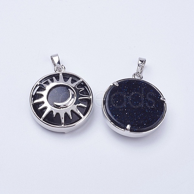Synthetic Blue Goldstone Pendants G-K234-B06-1