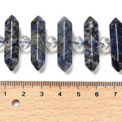 Natural Blue Spot Jasper Double Terminated Point Beads Strands G-H069-B10-01-1