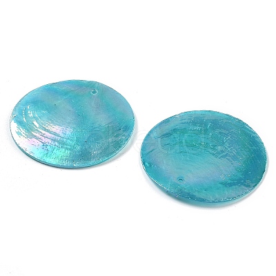 Spray Painted Natural Capiz Shell Pendants X-SSHEL-Z002-01-1