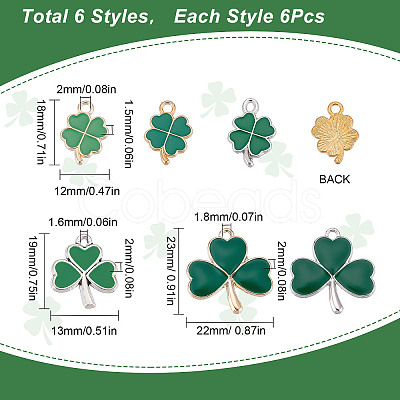 36Pcs 6 Style Alloy Enamel Pendants ENAM-SC0002-88-1