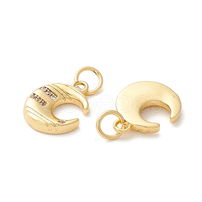 Rack Plating Eco-friendly Brass Micro Pave Clear Cubic Zirconia Charms KK-D072-01G-C-NR-1