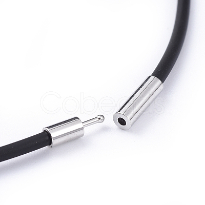 Rubber Necklace Cord with Brass Findings X-NFS160-1-1