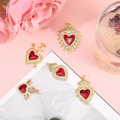 5Pcs 5 Styles Brass Enamel Pendants KK-CA0002-82-1