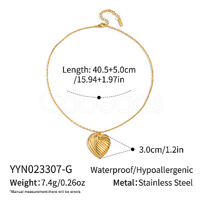 Minimalist 304 Stainless Steel Striped Heart Pendant Necklaces for Women IR3531-1-1