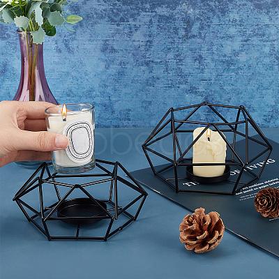 2Pcs 2 Style Iron Hollow Candle Holder AJEW-PH0001-59EB-1
