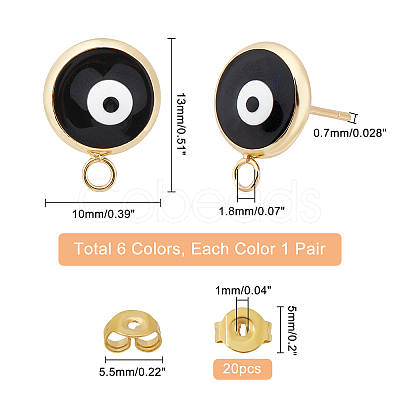 6Pairs 6 Color Eco-Friendly Brass Enamel Stud Earring Findings KK-NB0001-77-1