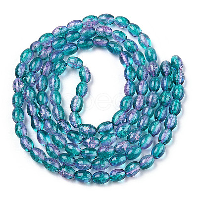 Transparent Crackle Glass Beads Strands DGLA-S085-6x8-33-1