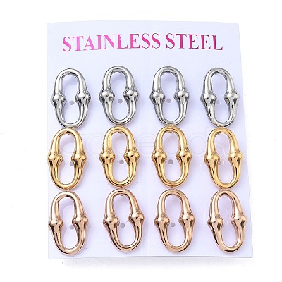 6 Pairs 304 Stainless Steel Stud Earrings EJEW-C180-01-1