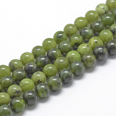 Natural Canadian Jade Beads Strands G-R446-6mm-08-1