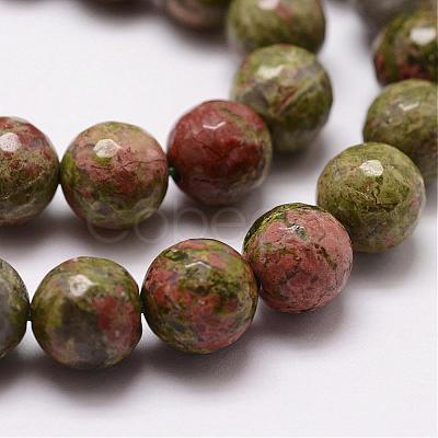 Natural Unakite Beads Strands G-D840-45-8mm-1