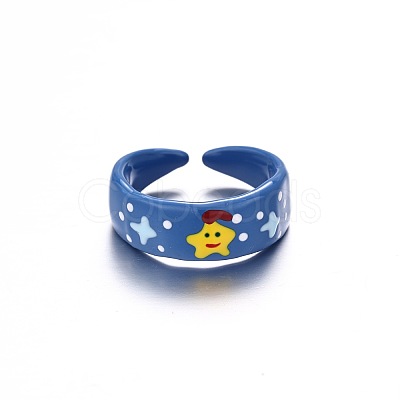 Brass Enamel Cuff Open Rings for Girls WG753F1-02-1