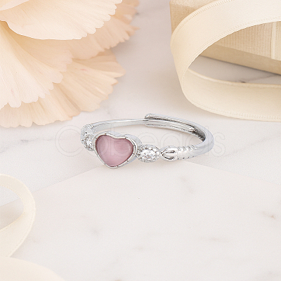 1Pc Alloy Cat Eye Adjustable Finger Rings for Women RJEW-LP0002-81-1