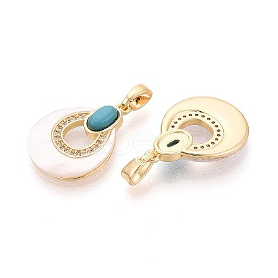 Synthetic Turquoise with White Shell Pendants KK-N287-11G-01-1