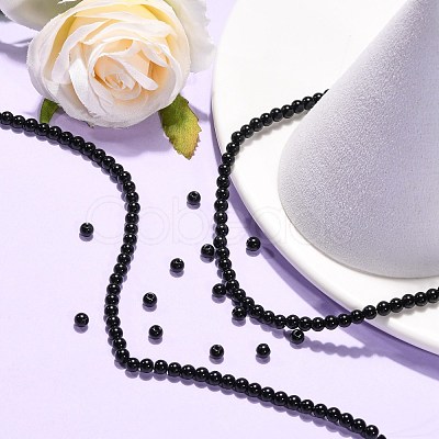 Synthetic Black Stone Beads Strands G-G088-4mm-1