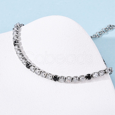 304 Stainless Steel with Cubic Zirconia Link Chain Bracelets for Women BJEW-G754-01A-P02-1