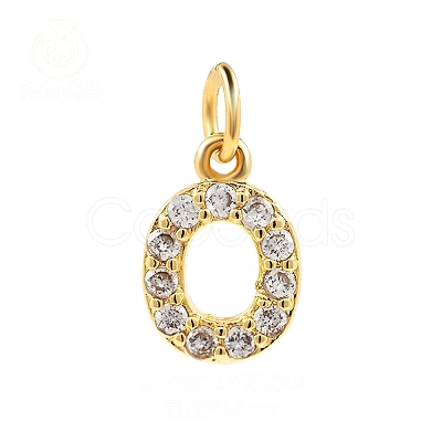 Brass Cubic Zirconia Pendants with Jump Rings FIND-PW0024-09O-1