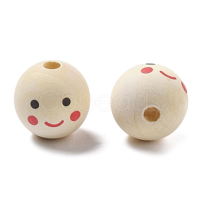Printed Schima Wood European Beads WOOD-G023-14C-1
