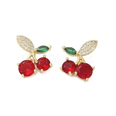 Brass Pave Cubic Zirconia Stud Earrings for Women EJEW-A126-03G-1