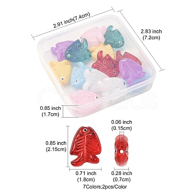14Pcs 7 Colors Glass Enamel Beads LAMP-FS0001-59-1