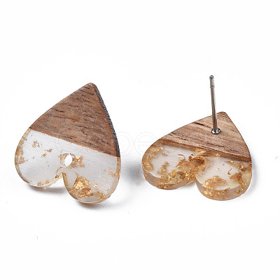 Resin & Walnut Wood Stud Earring Findings MAK-N032-020A-1