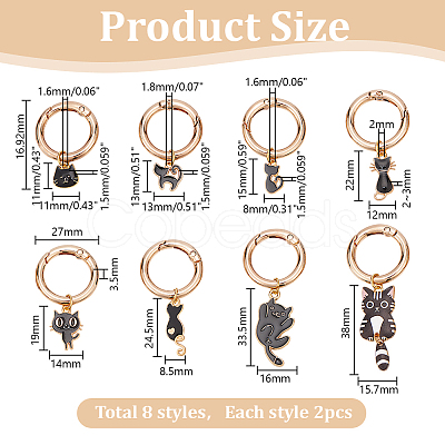 16Pcs 8 Styles Cat Shape Alloy Enamel Shoes Charms HJEW-HY00020-1