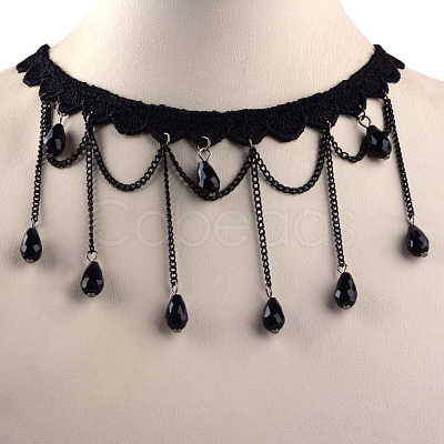 Gothic Style Vintage Lace Choker Necklaces X-NJEW-Q291-31-1