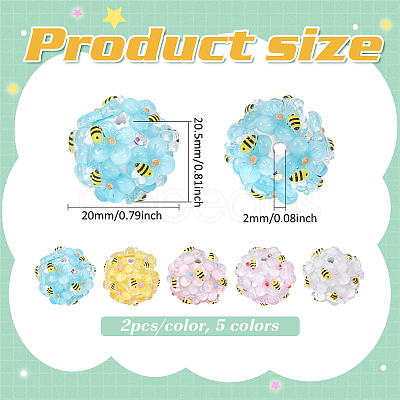 10Pcs 5 Colors Handmade Polymer Clay Beads CLAY-FG0001-02-1