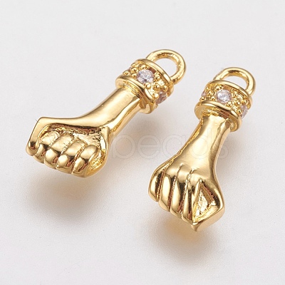Brass Micro Pave Cubic Zirconia Pendants X-ZIRC-G133-02G-B-1