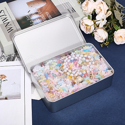 Rectangle Tinplate Metal Storage Boxes with Lid CON-WH0112-040-1
