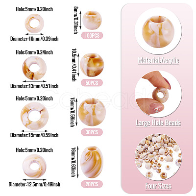 200Pcs Opaque Acrylic European Beads OACR-TA0004-71-1