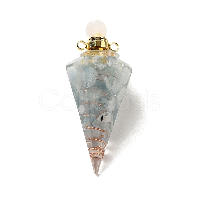 Natural Aquamarine Perfume Bottle Pendants G-H285-01G-08-1