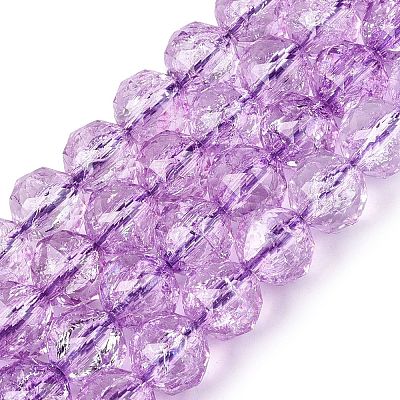 Crackle Transparent Glass Beads Strands GLAA-N063-10mm-13-1