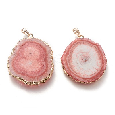 Dyed Natural Druzy Solar Quartz Crystal Pendants G-F693-01G-G-1