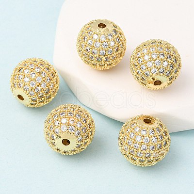 CZ Brass Micro Pave Cubic Zirconia Round Beads ZIRC-L017-05G-1