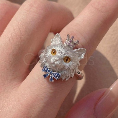 Alloy Rhinestone Cuff Open Rings WG3624E-01-1