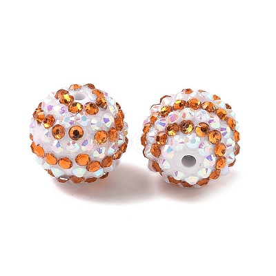 Striped Resin Rhinestone Beads OACR-A037-01F-1