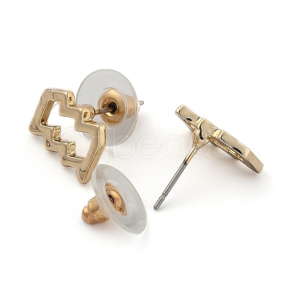 12 Constellation/Zodiac Sign Alloy Stud Earrings EJEW-B025-01G-J-1
