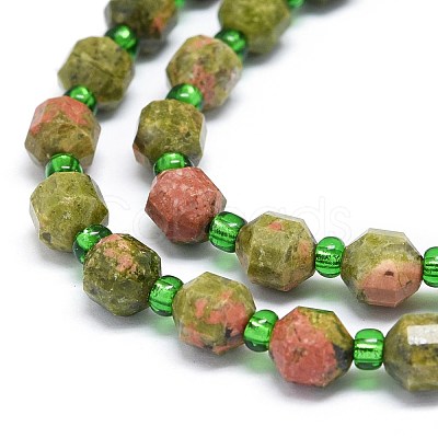 Natural Unakite Beads Strands G-O201B-15-1