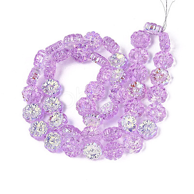 Electroplate Transparent Glass Beads Strands EGLA-N055-01B-1