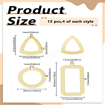 12Pcs 3 Style Smooth Surface Alloy Pendants FIND-LP0005-70-1