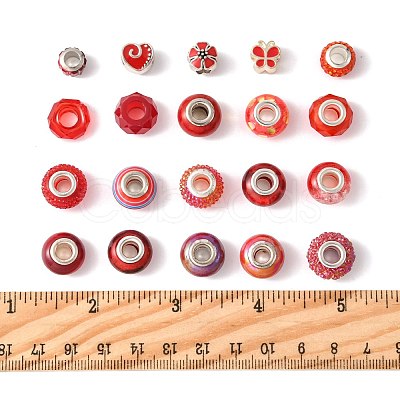 40Pcs 20 Styles Resin & Glass European Beads RPDL-FS0001-03-1
