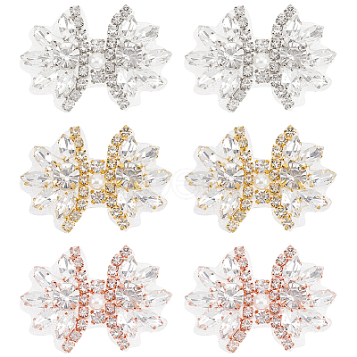 6Pcs 3 Style Glitter Hotfix Rhinestone Iron on Patches(Hot Melt Adhesive On The Back) AJEW-FG0003-69-1